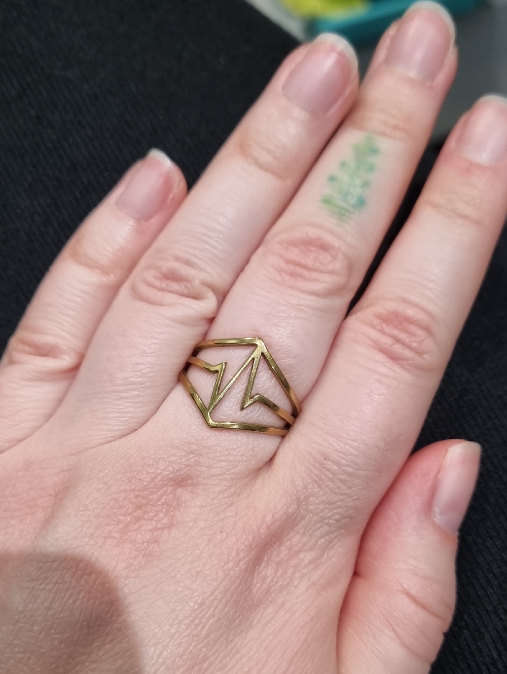 Brass Heartbeat Ring Size 8